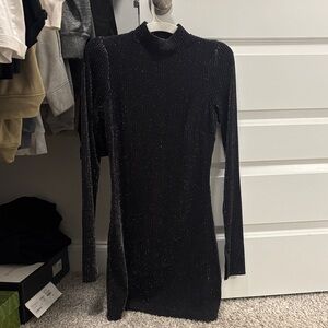 Francesca's Collections Black Sparkle Mini Dress